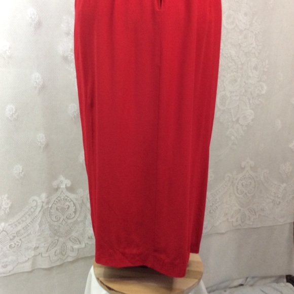 Vintage Red Mock Paper-bag Midi Sheath Dress 12 - Picture 9 of 13